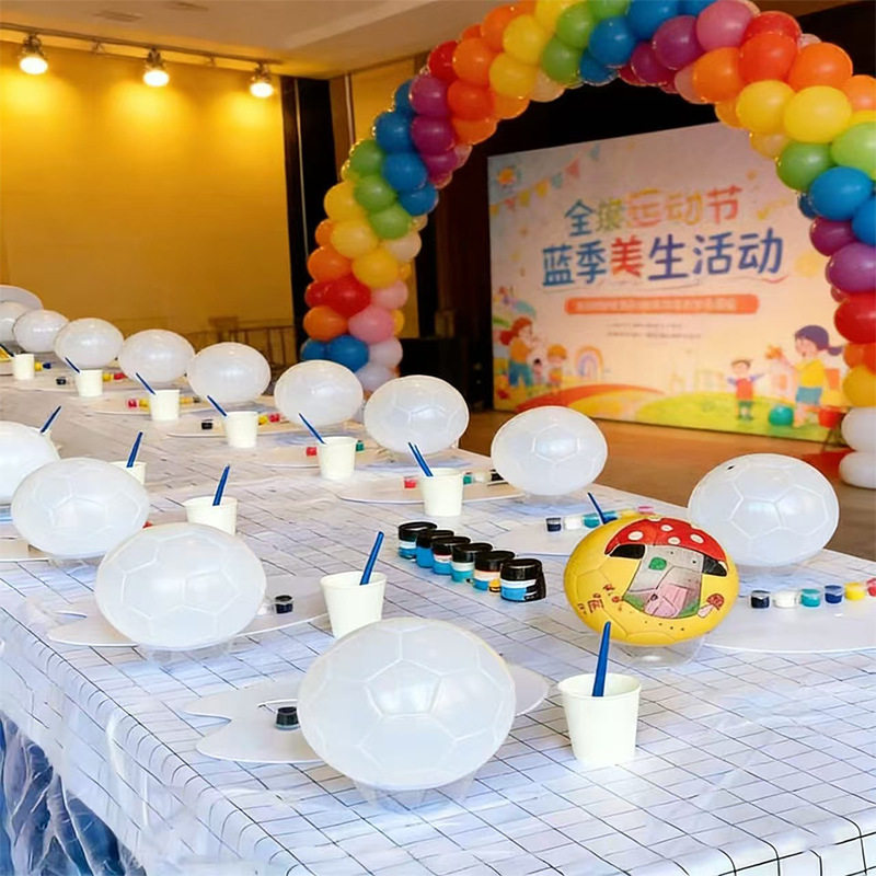 工厂直销搪胶DIY纯白足球 户外团建活动涂鸦球幼儿园绘画教具足球