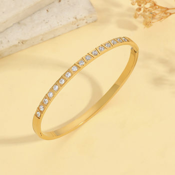 Bracelet for Women Cross-Border European and American Diamond Buckle Inlaid with Zircon Bracelet Niche Design Ins Geometric Elegant Titanium Steel Bracelet