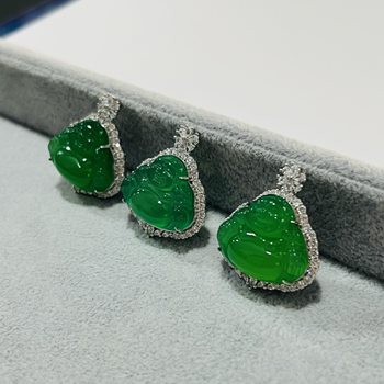 Natural Yang Green Chalcedony Buddha Pendant Inlaid with S925 Sterling Silver Pendant High Ice Type Comparable to Jade Class A Wholesale a5