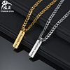 Men's Stainless Steel Long Engraved Necklace Hip-Hop Trendy Simple Glossy Vertical Bar Pendant Sweater Chain Jewelry Wholesale