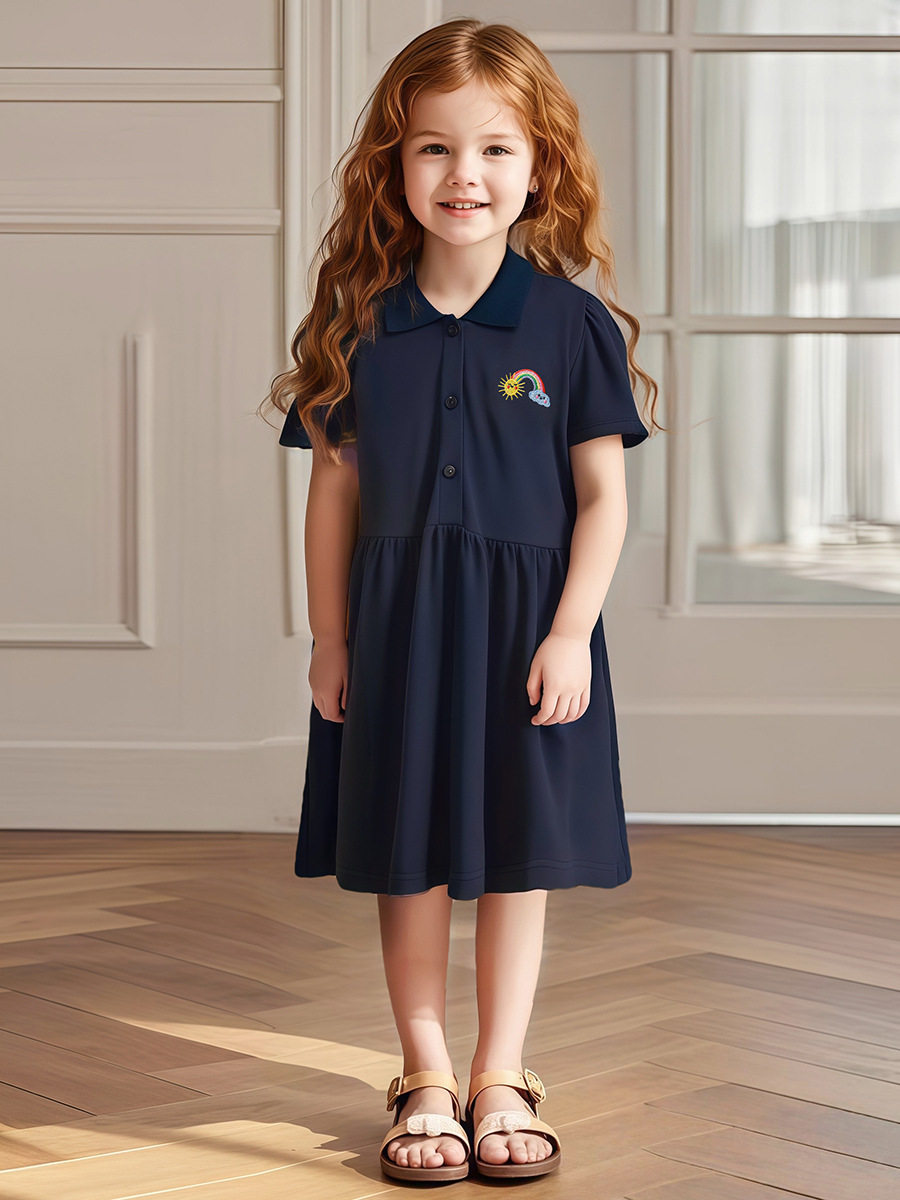New Summer Kids' Dress, Girls' Short-sleeve Cotton Kids' Clothing, Polo Dress