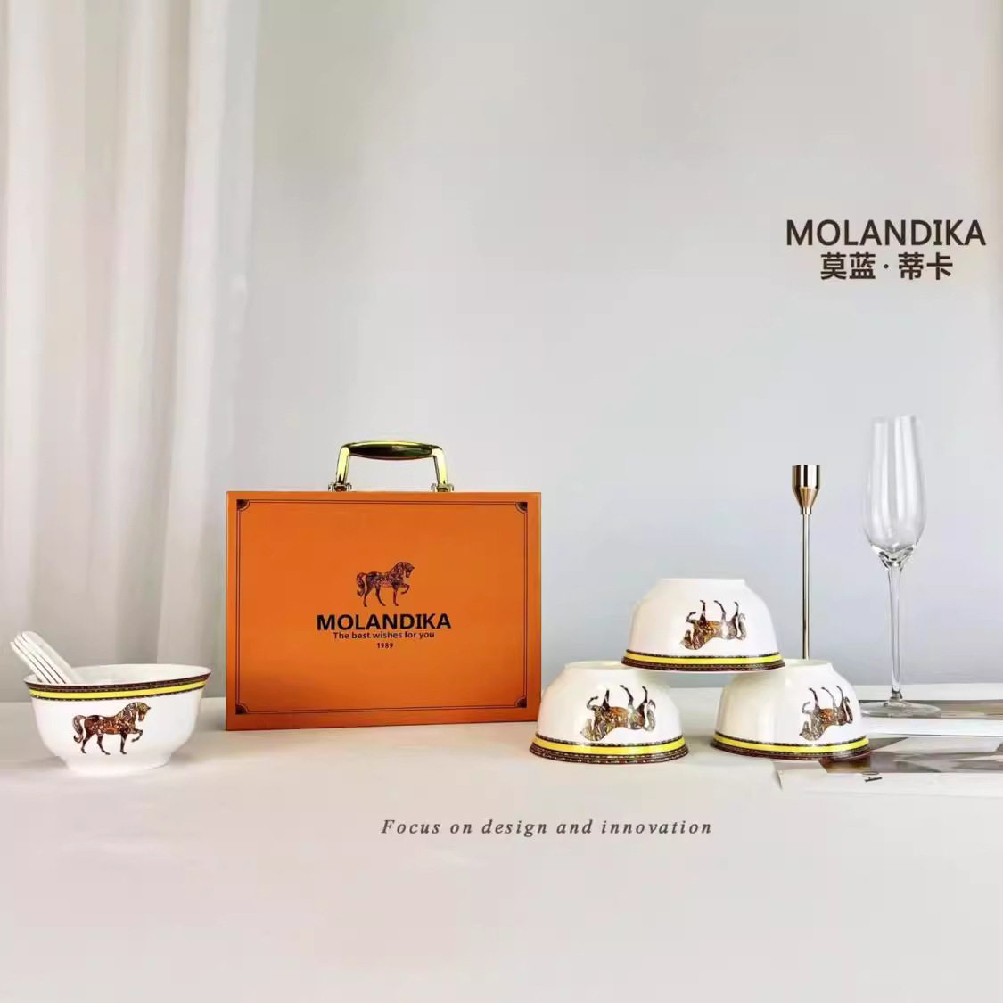 Morantika Hermès Popular Tableware Low-Bone Ceramic Bowl Casual Gift Household Gift Wholesale Holiday Gift