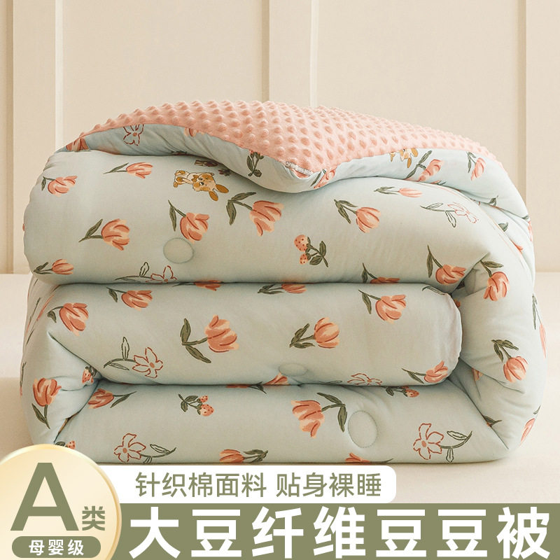 Class A knitted bean velvet soybean quilt household soft quilt core student dormitory thickened warm winter quilt factory wholesale