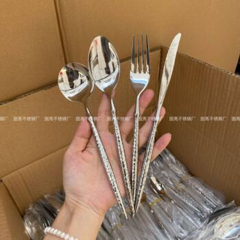 Ballet Hammered Knife, Fork and Spoon 304 Stainless Steel Set Hotel Western Food Tableware Steak Knife and Fork High-value Spoon