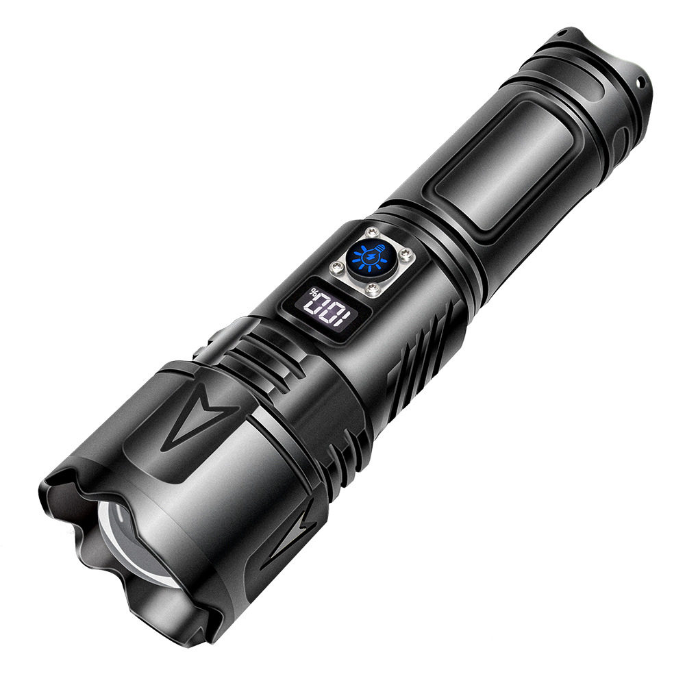 Cross-Border High-Power White Laser Outdoor Lighting Multi-Function Strong Light Digital Display Multi-Function Type-C Rechargeable Flashlight
