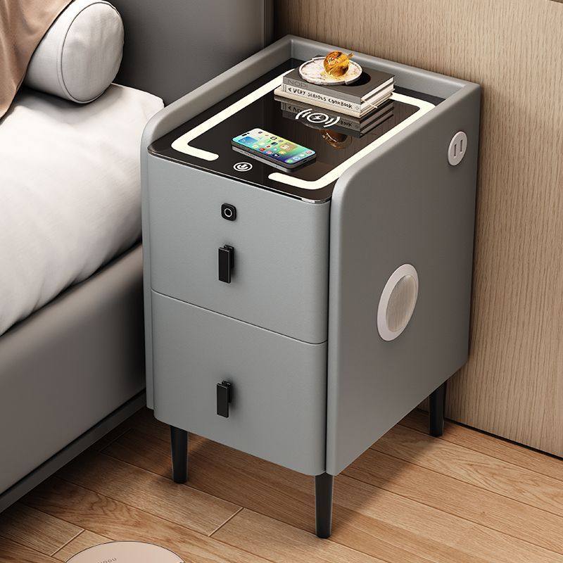 Smart Ultra-Narrow Bedside Table Solid Wood Bedroom Multi-Functional Small Simple Modern Multi-Functional Bedside Table Wireless Charging
