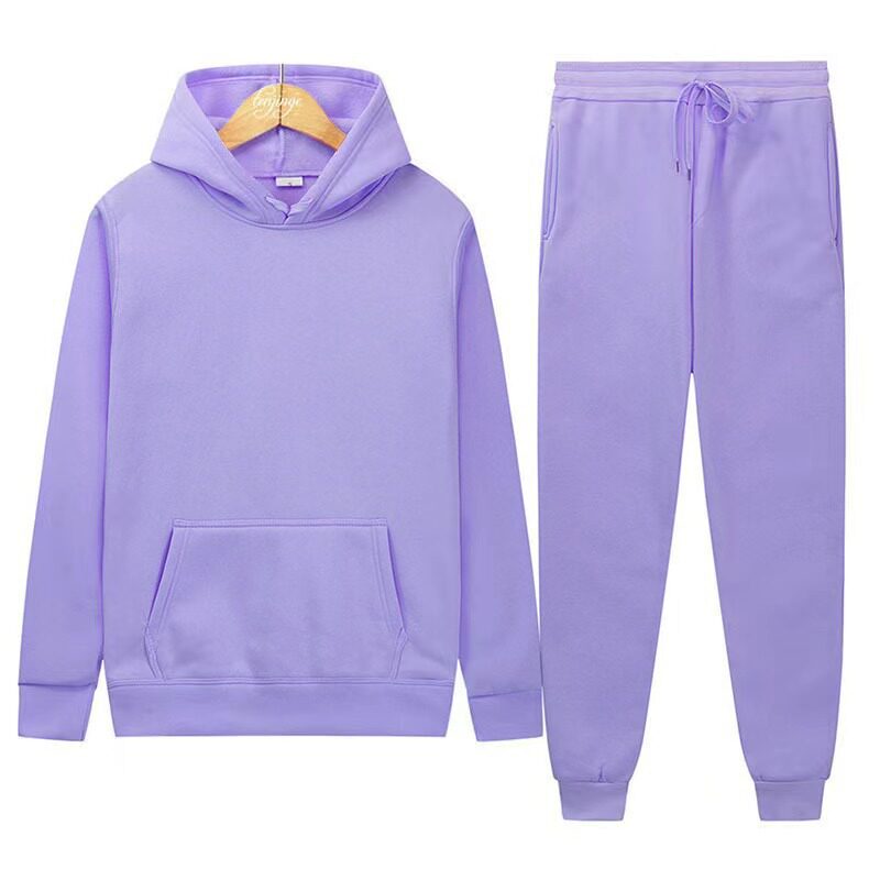 光版220克面料加大码卫衣套装男女同款纯色潮牌宽松情侣加绒套装P