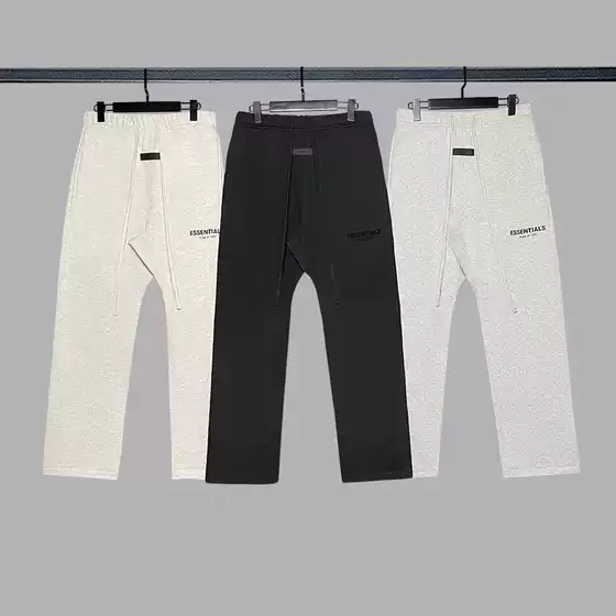 High Version Fog Season Eighth Multi-Line High Street Straight Loose Black Flocking Printed Wide Mouth Long