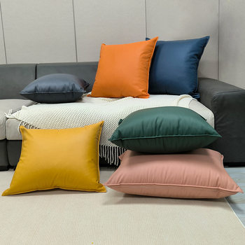 2025 new technology cloth pillow leather texture Emma orange large cushion living room sofa pillow pillowcase without core