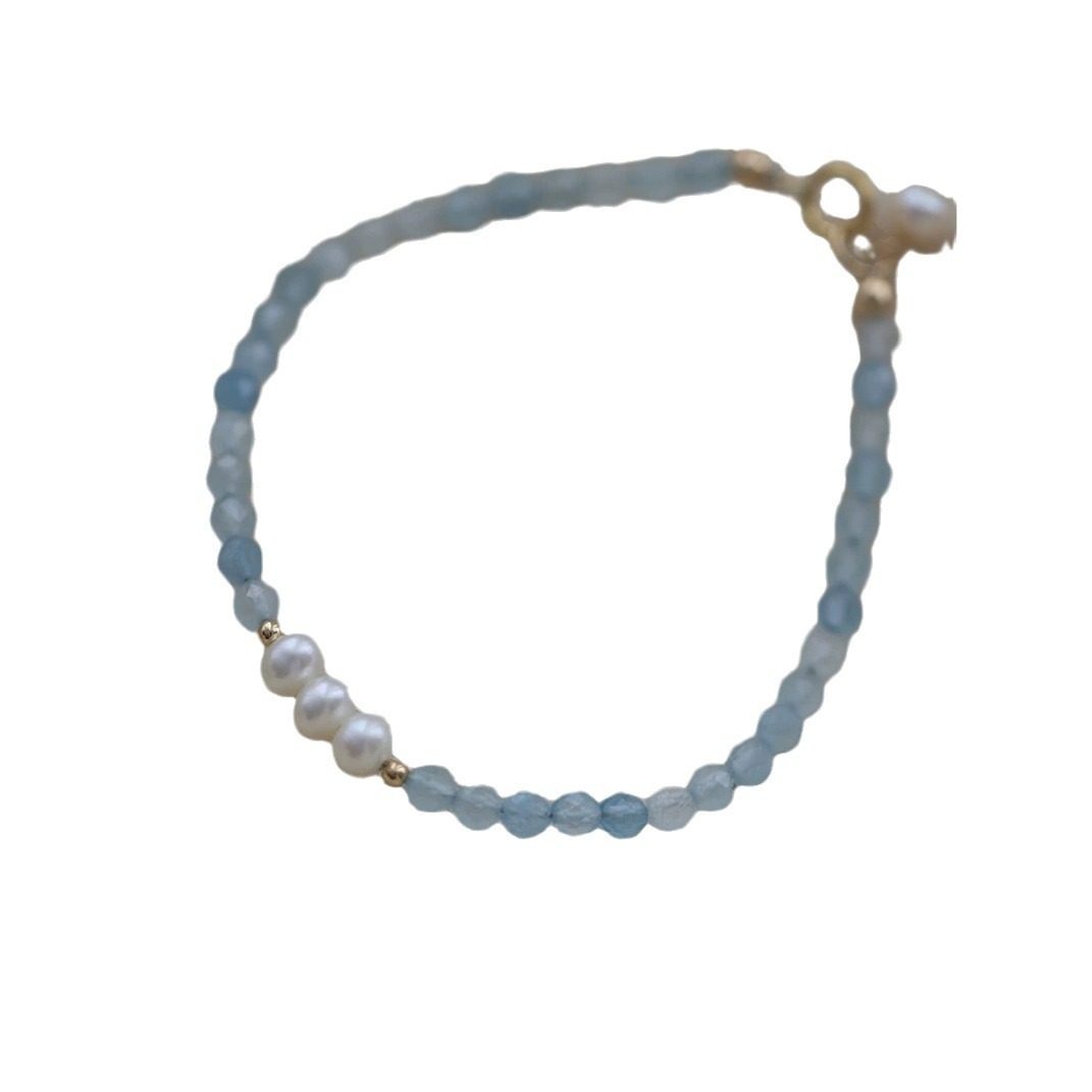 Aquamarine Bracelet Wholesale Natural Freshwater Pearl Stone Crystal Bracelet Design Joker Light Luxury Elegant Jewelry