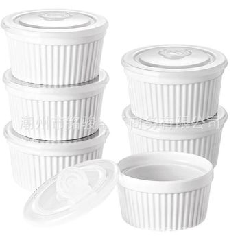 Ceramic Baking Bowl Pudding Cup Bowl Non-stick High Temperature Oven Microwave Baking Bowl Refrigerator Fresh-keeping Bowl Porcelain Tableware