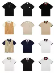 New Fashion GU Full Print CCI Velcro Polo Shirt with Turn-Down Collar, Trendy INS Style