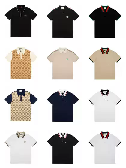 New Fashion GU Full Print CCI Velcro Polo Shirt with Turn-Down Collar, Trendy INS Style