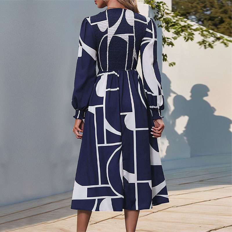 Floral Long Sleeve Dress Autumn Collection European and American Style Comfortable Fabric Wholesale Available