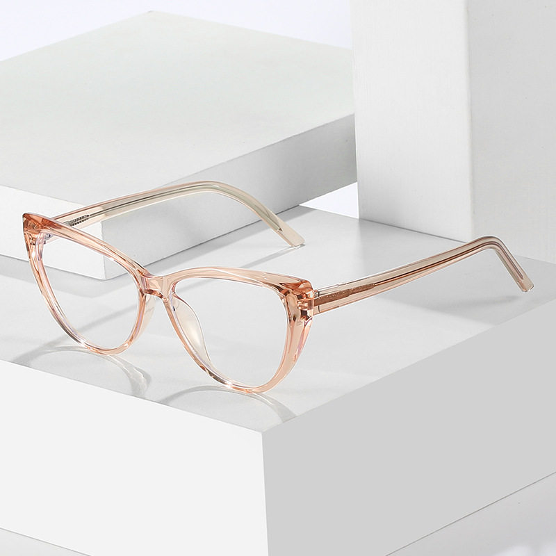 Tr90 Insert-Type Cat-Eye Anti-Blue Light Eyeglass Frames with Spring Temples, Plain Lenses, Cross-Border Trendy Eyeglass Frames
