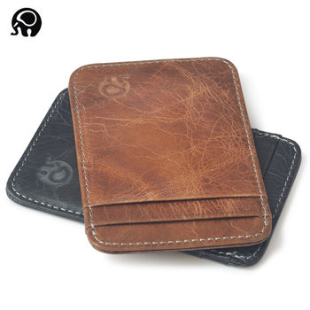 Small round elephant business card bag Amazon card position card set foreign trade bank card first layer cowhide bag 5 card bag exquisite supply