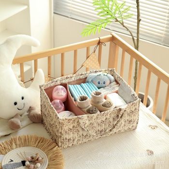 Diaper bag cross-border floral baby baby diaper pad storage hand basket milk powder toy finishing basket