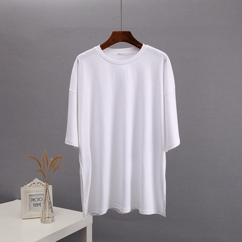 Womens Loose Fit Cotton Short Sleeve T Shirt Comfortable Round Neck Solid Color Summer Style Wholesale Available