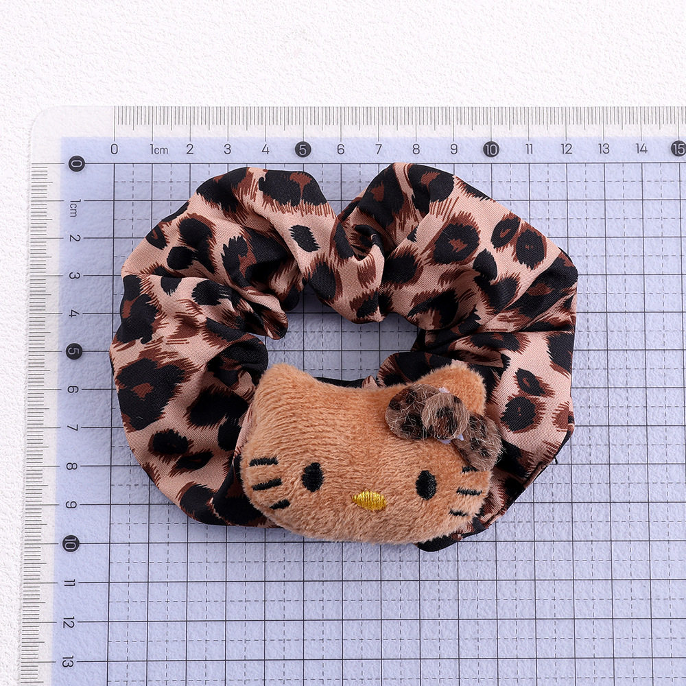 Trendy Autumn and Winter Leopard Print Cat Scrunchie for Girls, Ponytail Bun Hair Tie, Plush Hair Rope, Hair Accessory