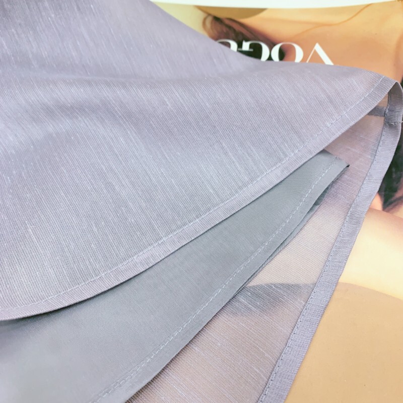 Chân váy nữ cạp cao chun co giãn phối voan organza dáng chữ A midi tôn dáng — màu đen, Xám bạc