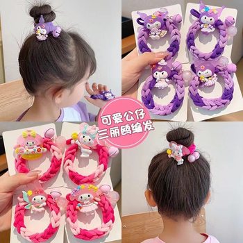 Children's Cartoon Kulomi Woven Hair Band Headline Sweet Girl Ball Head High Ponytail Rubber Band Girl Hair Accessories