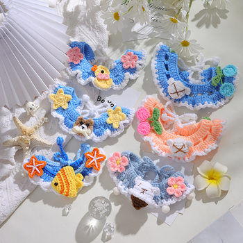 Pet Handmade Knitted Collar Cat Wool Decoration Collar Knitted Cute Dog Bib Bib Mouth Sipper