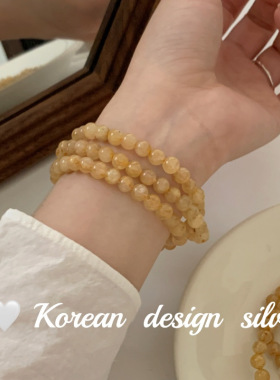 韩版ins风设计银饰品 S925纯银三层金发晶手链气质个性叠戴百搭