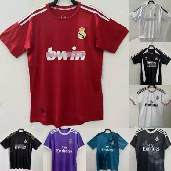 Real Madrid Club Retro Series Season Home and Away Jersey Retro Real Madrid Short Sleeve Jersey Adult Football Clothes