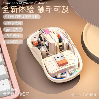 Tiger Cat Transparent Wireless Silent Mouse TYPE-C Charging Bluetooth Three-Mode Desktop Laptop Universal Mouse