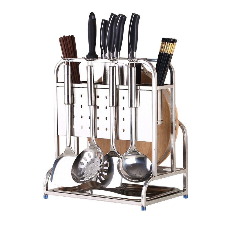Stainless Steel Knife Rack Storage Rack Kitchen Cutting Board Storage Rack Chopsticks Cage Integrated Chopping Board Rack Multifunctional Household Knife Rack
