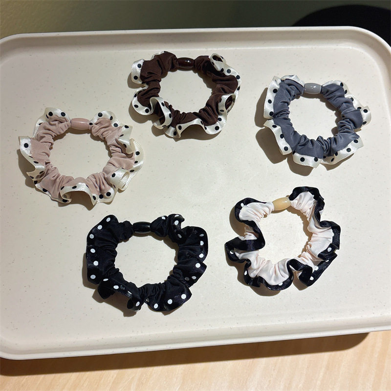 Fresh and Simple Polka Dot Lace Hair Tie Versatile High Elasticity Ponytail Hair Rope Elegant Bun Hair Rope