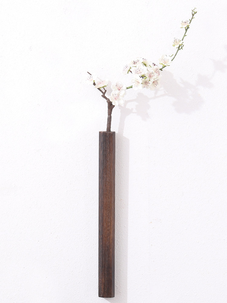 Solid Paulownia Wood Wall-Mounted Flower Arrangement Japanese Creative Hydroponic Flower Holder Living Room Art Dried Flower Ornament Flower Ginger Tea