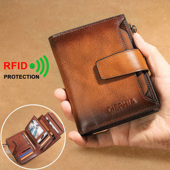 Ciephia Retro Men's Genuine Leather Wallet C Brand Cross-Border Hot Selling Multi-Functional Anti-Theft Brush Zipper Coin Purse