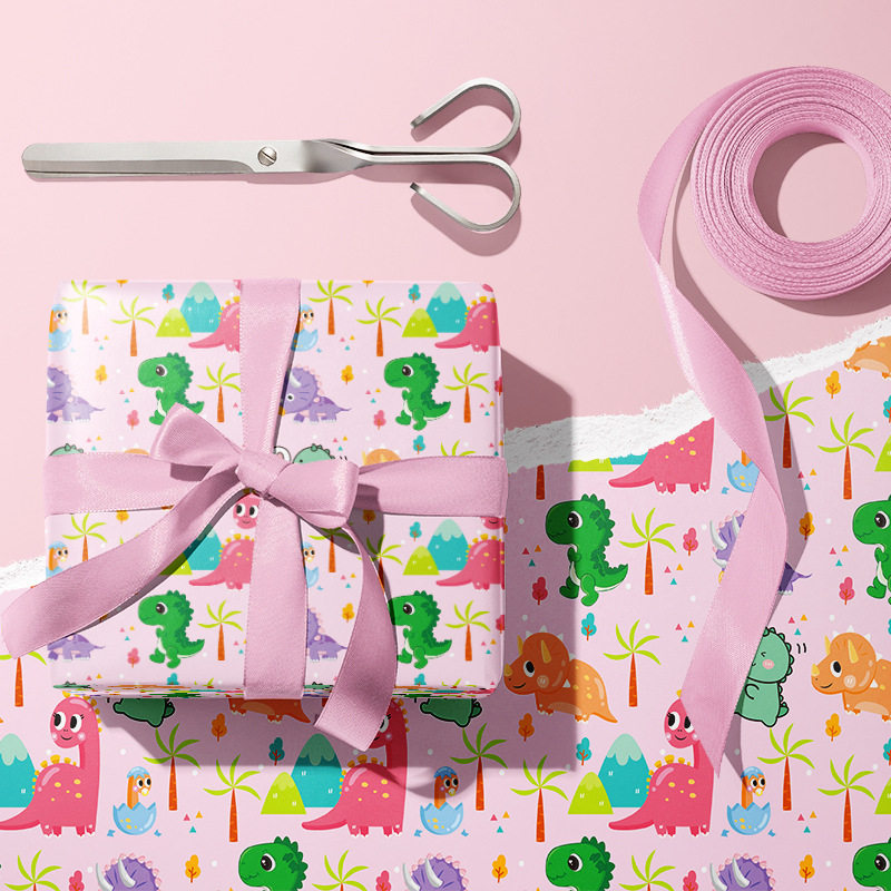 Cartoon gift wrapping paper Children's Day birthday gift paper dinosaur space Ocean series Student Book cover gift paper