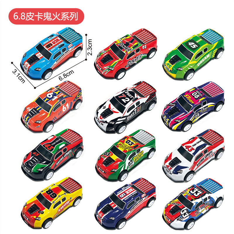 跨境迷你合金赛车铁皮车儿童回力赛车多款式仿真卡通小汽车批发