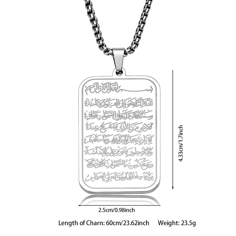 Cross-Border European and American New Fashion Light Luxury Titanium Steel Non-Fading Square Necklace Clavicle Chain Internet Celebrity Niche Design Pendant