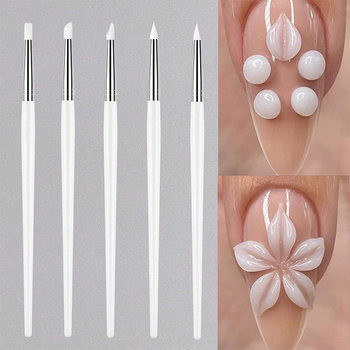 Cross-Border New Manicure Press Pen Oblique Point Diamond Silicone Manicure Tool Manicure Silicone Press Pen Five-Piece Set