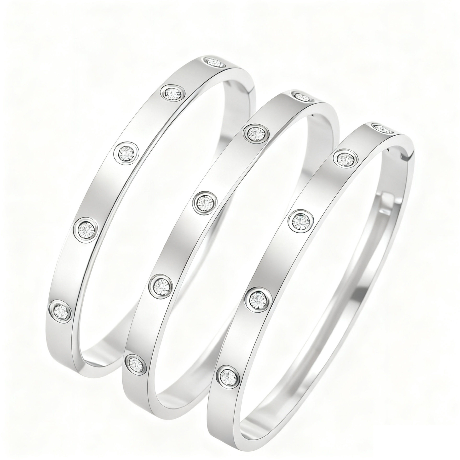 Light Luxury and High-End 6mm Non-Fading Ten-Diamond Titanium Steel Bracelet for Women, Versatile 18K Gold Baby's Breath Bracelet for Couples