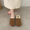 Exquisite and Fashionable~! Lace Atmosphere Fleece-Lined Birkenstock Slippers for Women Ins Outer Wear Warm Thick-Soled Woolen Cotton Slippers