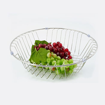 Kitchen Sink Round Drain Basket Sink Drain Rack Stainless Steel Vegetable Basket Multi-Functional Sink Fruit Basket