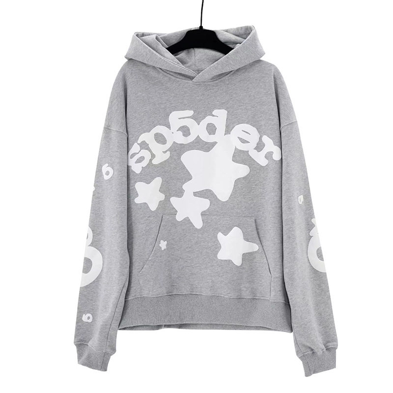 Foreign trade original heavy 450G cake velvet thickened sweatshirt foam printed spider web hoodie Sp5der hoodies