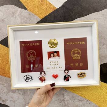 Wedding Certificate Photo Frame Creative Registration Photo Frame Couple Gift Certificate Registration Marriage Certificate Cartoon Table Cross-Border