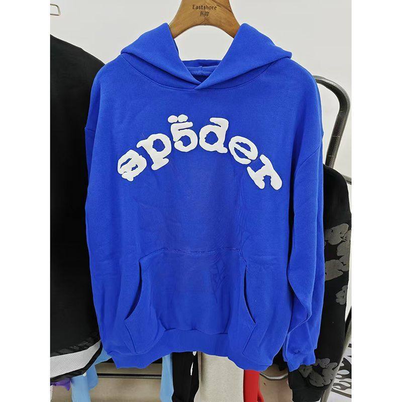 Overseas original heavy 450G thickened velvet sweater hoodie men's foam printed spider Sp5der hoodies