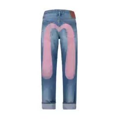 In-Stock Amazon Cross-Border Trade European and American Style Women's Printed High-Waisted Loose Straight-Leg Denim Skinny Long Pants for Women