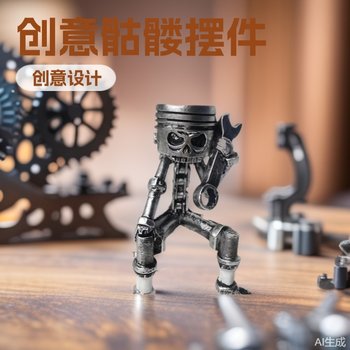 Cross-Border Easter Halloween Hot-Selling Mechanical Skeleton Desktop Decoration Wrench Resin Crafts Creative Ornaments
