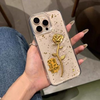 Rose Gold Suitable for Iphone17Promax Princess Please Get Rich Gold Foil Text Apple 17 Mobile Phone Case 16 New Style