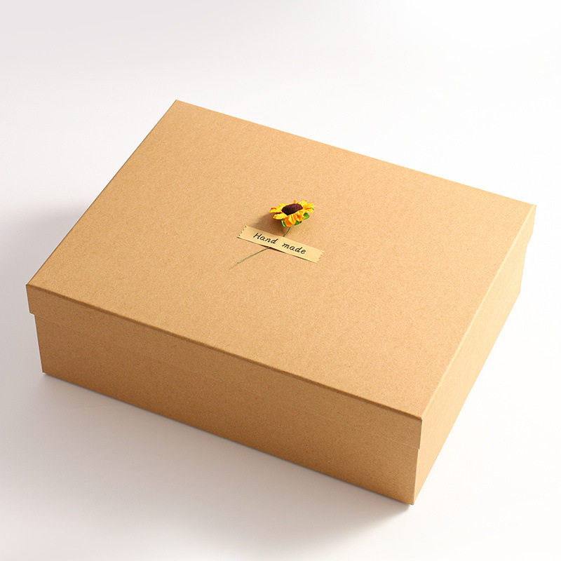 Factory direct gift box packaging empty box yellow rectangular heaven and earth cover packaging box Kraft paper gift box