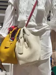 Raf Simons Style Polo Basket Bag Top Layer Cowhide Bucket Bag Handbag Shoulder Crossbody Bag Women's Commuter Tote Bag