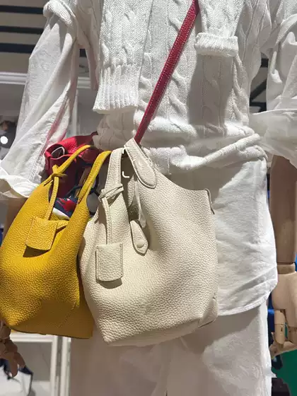 Raf Simons Style Polo Basket Bag Top Layer Cowhide Bucket Bag Handbag Shoulder Crossbody Bag Women's Commuter Tote Bag