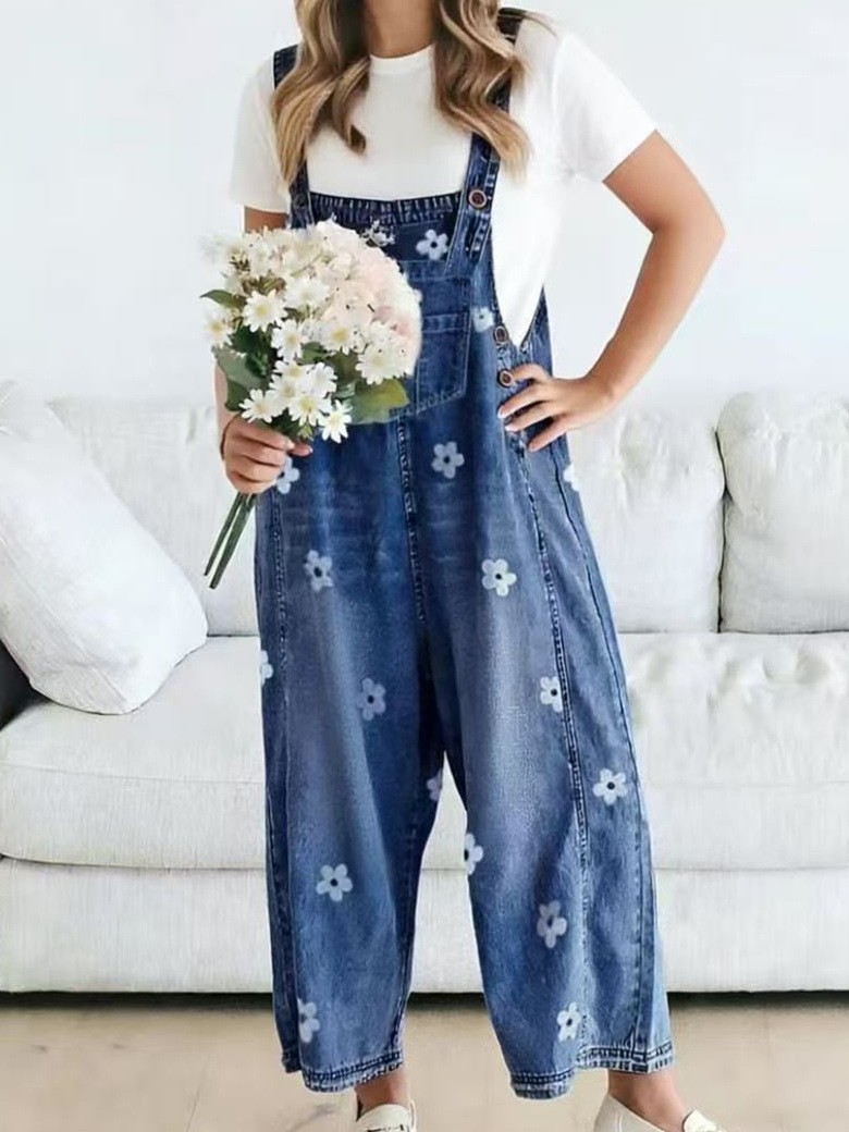 Womens Loose Fit Wide Leg Denim Overalls Fashionable Comfortable Summer Style Available for Wholesale
